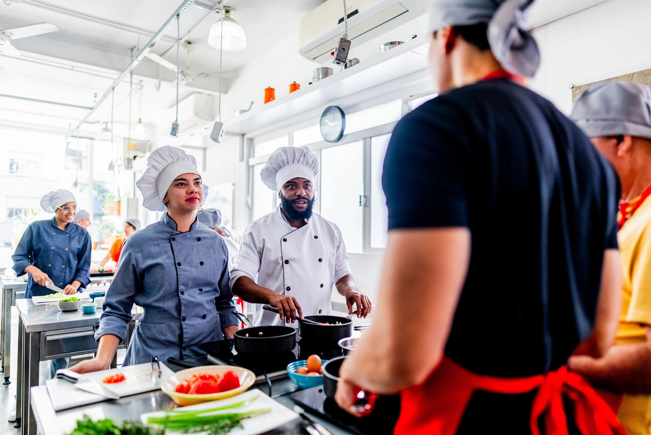 Team members in a food preparation setting